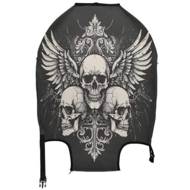 Imagem de Joisal Capas de mala para proteção de bagagem, pintura elástica, essenciais de viagem para mulheres, caveiras, asas pretas, Caveiras e asas pretas, XL, Fits 29-32 Inch Case, Capa de mala