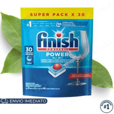Imagem de Finish Detergente em Tablete para Lava Louças 30tabs Original Limpeza 