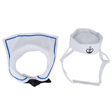 Imagem de aqxreight Traje de Marinheiro para Animais de Estimação Conjunto de Chapéu e Capa de Gato de Algodão para Decoração de Natal ou Gato Majestoso Louco Terno de Marinheiro para Animais de