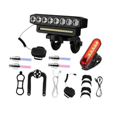 Imagem de KiBcsLic Farol de bicicleta leve com lanterna frontal e buzina para ciclismo noturno e off-road, B