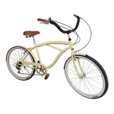 Imagem de Bicicleta Aro 26 Masculino Beach Estilo Retrô Bege