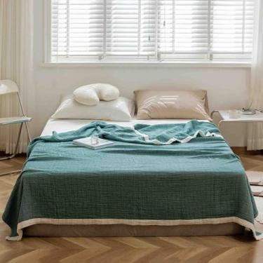 Imagem de Cobertor feminino masculino para cama adulto longo casal solteiro para sofá inverno tecido de algodão quente inverno macio confortável (verde, 200 x 230 cm)