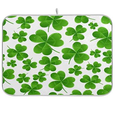 Imagem de Bolaz Tapete De Secagem Pratos Com Trevos Trevo Do Dia São Patrício 18X24, Protetor Absorvente Escorredor Para Cozinha, Rápida