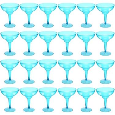 Imagem de ywmigl 24 peças de copos de plástico Margarita de 340 g Copos Margarita tema mexicano decorações de festa copos de martini copo de coquetel a granel para casamento carnaval temático mexicano (azul)