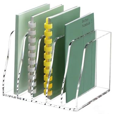 Imagem de YUXUN Suporte de pasta de arquivo de acrílico transparente – 5 compartimentos verticais para mesa, porta-revistas verticais para escritório/casa/sala de aula, lojas de documentos, tablets, revistas