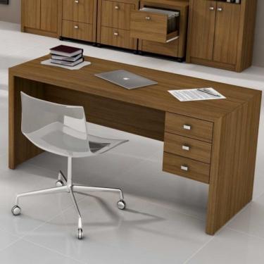 Imagem de Mesa para Escritório com 3 Gavetas Me4113 Tecno Mobili Amendoa