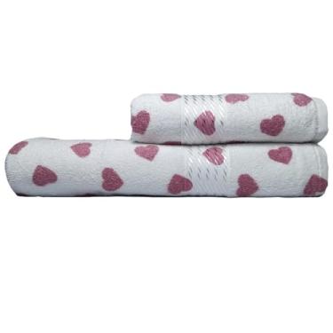 Imagem de Jogo Toalha de Banho e Rosto Felpuda 2 Peças - Algodão com Detalhes em Viscose e Alta Absorção (Formosa Rosa)