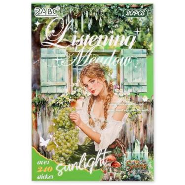 Imagem de Auguro Adesivos de scrapbook 20 folhas pré-cortadas 240 washi adesivos PET pessoas adesivos livros para diário suprimentos para álbum de recortes adesivo de diário transparente