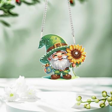 Imagem de LazyFold Kits de pingente de pendurar arte de diamante para adultos, Happy Dwarf DIY 5D forma especial diamante arte pintura kits de pingentes, joia arte suncatchers pintura ornamento para casa jardim