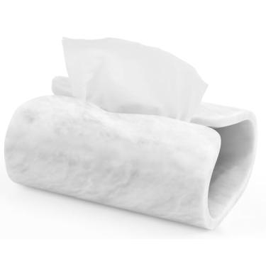 Imagem de SPESHSTONES Suporte de caixa de lenços de papel de mármore branco feito à mão de 19 cm retangular para decoração moderna de banheiro e organizador de casa - Porta-caixas decorativas de lenços faciais