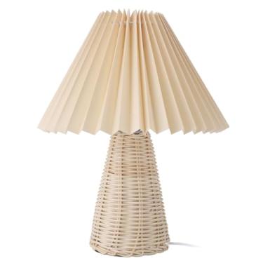 Imagem de TOPINCN Candeeiro de Mesa Plissado, Candeeiro de Mesa Pequeno Plissado, de Cabeceira Com Abajur Bege, Mini Morden para Quarto e Sala de Estar