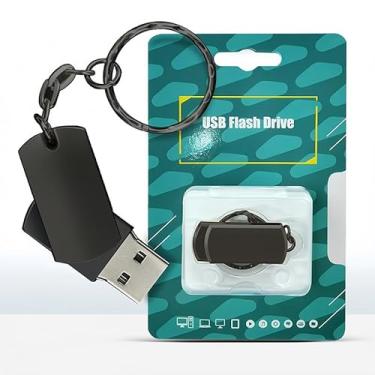 Imagem de Pen drive USB 2.0 de 64 GB para laptop, PC, cartão de memória portátil para backup de armazenamento de dados, pen drive de armazenamento USB com design giratório com chaveiro, preto