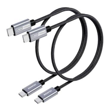 Imagem de Cabo Usb-C Curto 30cm, Carregamento Rápido e Sincronização, Kit 2 Unidades Cinza, Compatível com Smartphones, Tablets, N1nt3nd0 Switch, iPad Pro e Notebooks com Porta USB-C