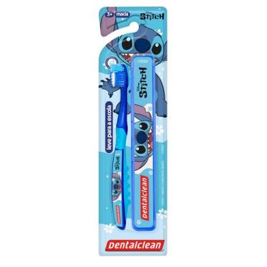 Imagem de Escova Dente Stitch com Estojo Porta Escova Escolar Dentalclean, Azul