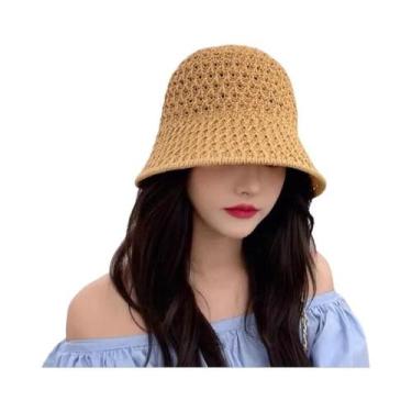 Imagem de Chapéu De Sol Feminino De Palha Panamá Com Aba Larga Para Verão, Estil