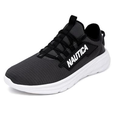 Imagem de Nautica Tênis de corrida masculino esportivo moderno com cadarço macio para academia tênis masculino – acolchoado, respirável, leve e confortável, Carvão preto, 8.5