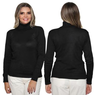 Imagem de Kit 2 Blusas Feminina de Tricô Manga Longa Gola Alta Casual Inverno - 