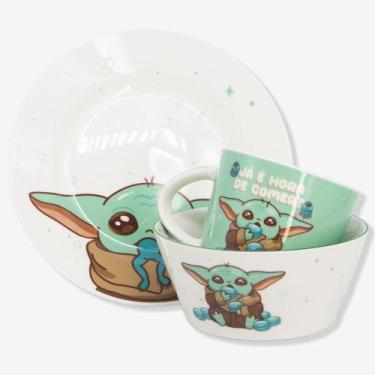 Imagem de Kit Alimentação Baby Yoda Mandalorian Star Wars Cerâmica ZC - Zona Cri