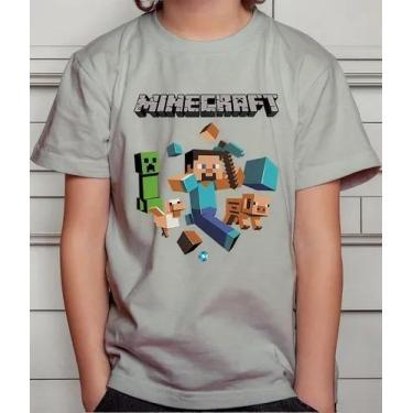 Imagem de Camisa Camiseta Juvenil Infantil Menino Menina Gamer Blocos Mine Roupa