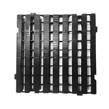 Imagem de Kit 4 Peças Piso Estrado Plastico Vazado 50x50cm Antiderrapante Drenagem Agua Polipropileno Resistente Modular Lavanderia Canil Vestiario Oficina Preto