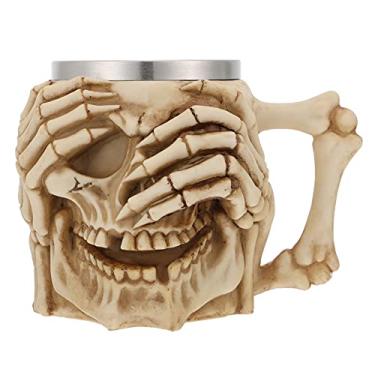 Imagem de Copos de aço canecas crânio caneca de aço inoxidável xícara de café chá água beber copo para o dia das bruxas natal aniversário parede dupla café inoxidável (Color : Color 1)