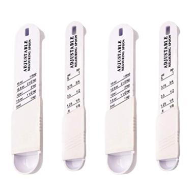 Imagem de 4 pçs colheres de medição de plástico copo de medição ajustável leite café em pó colher de açúcar colher de condimento com escala para cozinha ferramenta de cozimento
