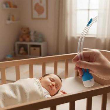 Imagem de Aspirador Nasal Manual para Bebê, Limpeza Nasal por Sucção, Higiene Nasal Infantil Silicona Atóxico BPA Free (Azul)