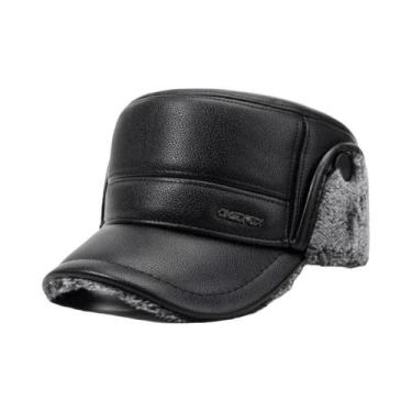 Imagem de Boné De Beisebol Masculino Com Forro De Lã Espesso E Couro, Chapéu Que