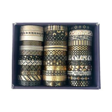 Imagem de Conjunto De Fitas Washi Douradas 7mm Fitas Adesivas Finas 36 Rolos Par