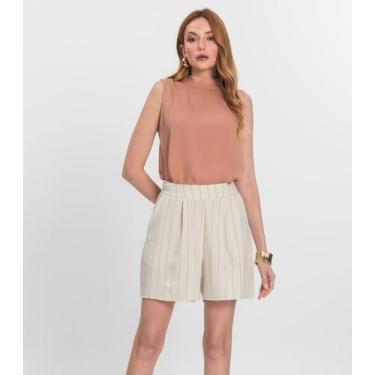 Imagem de Shorts Feminino Com Bolsos Endless Bege, G, Bege