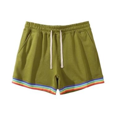 Imagem de Bermuda Esportiva Casual Masculina plus Size Em Cores Arco-Íris, Compr