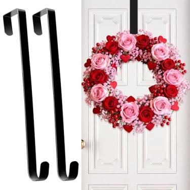 Imagem de HOOSUN Cabides de guirlanda para porta da frente, suporte de gancho de guirlanda de 30 cm, gancho sobre a porta, gancho de guirlanda de metal para decorações de Natal, decoração de varanda, decorações