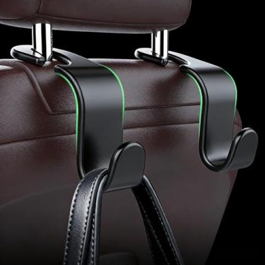 Imagem de Ganchos de encosto de cabeça para banco traseiro de carro, pacote com 4, acessórios pretos elegantes para o interior do carro, para bolsa, roupas, casacos, sacolas de supermercado