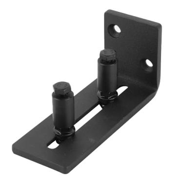 Imagem de Aoresac Guia de Piso Deslizante Ajustável para Porta de Celeiro, Estrutura de Aço Carbono Com Rolamento Suave, Adequado para (Rodas duplas normais pretas)