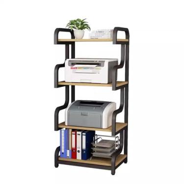 Imagem de Prateleira de impressora multicamadas para escritório, organizador de arquivos, armazenamento doméstico, estante de livros, mesa multifuncional para impressora host (preto)