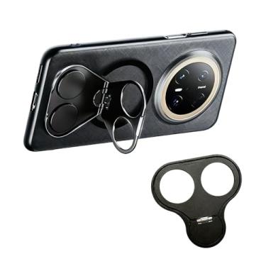 Imagem de 1 suporte de telefone de metal Balck, ferramenta de transmissão ao vivo e relógio compulsivo para todos os principais telefones - Suporte de anel dobrável giratório portátil com interruptor de tela