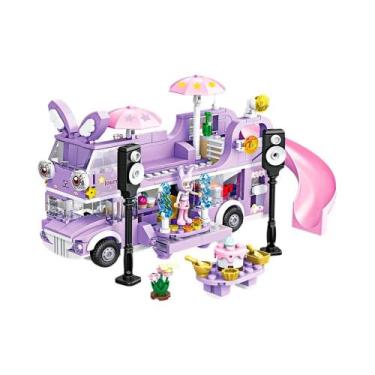 Imagem de Blocos De Montar Coelho Estrela Roxo De Dois Andares 486PCS Brinquedos