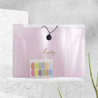 Imagem de Pasta A4 para documentos com grande capacidade, bolso interno organizado, fechamento elástico seguro, material resistente para escritório, estudo e uso diário portátil (Rosa,Kit 1)