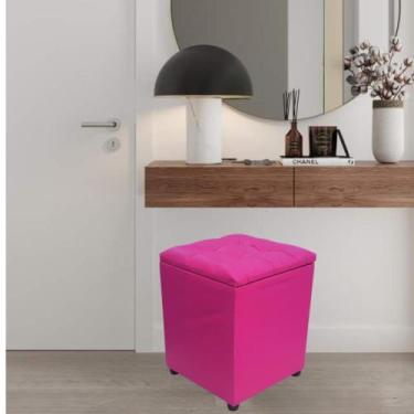Imagem de Puff Baú Moderno Quadrado Espaçoso Feito Para Seu Lar - Realizar, Rosa