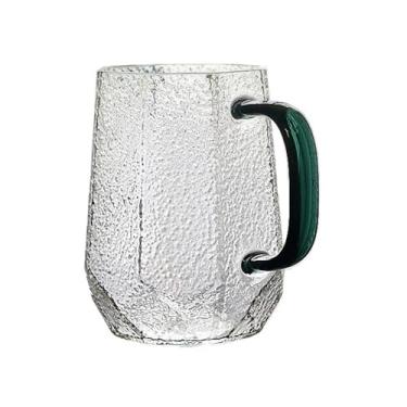 Imagem de x3anggyt5 Copos martelados, canecas de café de vidro transparente de 411 g com alças para chá, cappuccino, latte, suco e leite (verde)