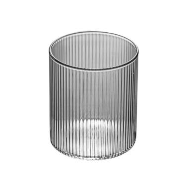 Imagem de Copo de vidro listrado vertical transparente, copos de borossilicato sem haste de 260 ml para água, bebidas, suco