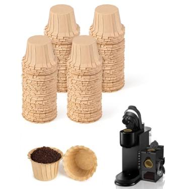 Imagem de Forro de filtro de café de 200 unidades para Keurig K Cup 1.0/2.0 e K-Supreme Brewers, funciona com anel Savepod Pods, papel marrom cru, inserção de dose única resistente a rasgos