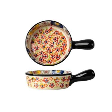 Imagem de x3anggyt5 Assadeira de grande capacidade utensílios de mesa domésticos de cerâmica tigela de macarrão tigela de sopa tigela de salada retro orelha dupla resistente a altas temperaturas assadeira