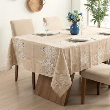 Imagem de Toalha de Mesa Rustica Premium Retangular, 2,10 M x 1,40 M, Tecido Linhão, Composição 65% Algodão e 35% Poliéster 6 Lugares (Ilha Madeira Bege)