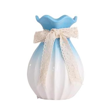 Imagem de Vaso de cerâmica gradiente moderno, simples e moderno, flores secas, flores levantadas, sala de estar, ornamentos de arranjos de flores, peças centrais (azul)