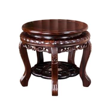 Imagem de x3anggyt5 Decoração de casa base de bonsai de perna alta esculpida circular de ébano, suporte de exibição de vaso doméstico para uso interno