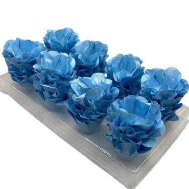 Imagem de Kit Forminhas para Doces Finos Formato Flor Para Festa 40/80/120 Aniversário Batizado Casamento para Festas, Aniversário, Casamento, Batizado e Celebrações(AZUL,KIT 80 FORMINHAS)
