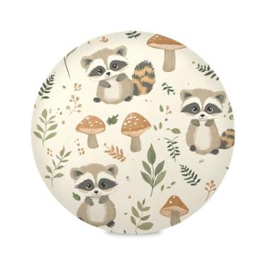 Imagem de STAYTOP Jogo americano redondo de guaxinins fofos, 6 peças, tapetes de mesa para férias, antiderrapante, fácil de limpar, para casa, cozinha, churrasco, festa, decoração de mesa