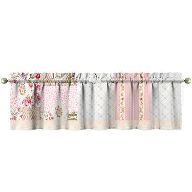 Imagem de Tapesb Flores florais saia de cozinha engraçadas pequenas cortinas de janela sobre a pia decoração essencial adequado para cozinha, quarto, lavanderia, 46 x 137 cm