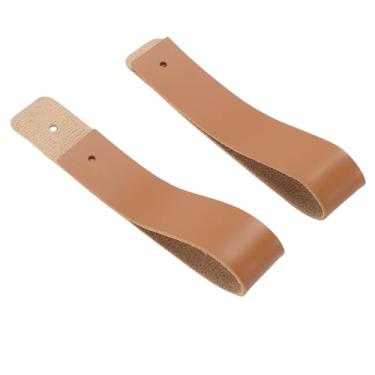 Imagem de Pssopp Suportes de Haste de Cortina de Couro Boho, 2 Suportes de Montagem de Tecido, Tratamento Decorativo de Janela Com Alças Reforçadas para Apartamentos de Aluguel Dormitório (Marrom)